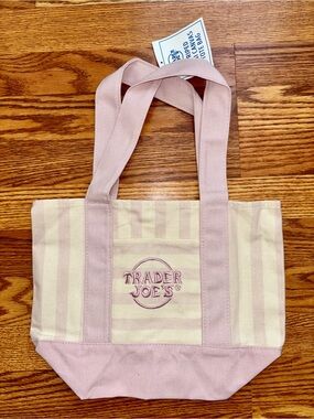 Trader Joe’s Pink & Cream Striped Canvas Tote Bag